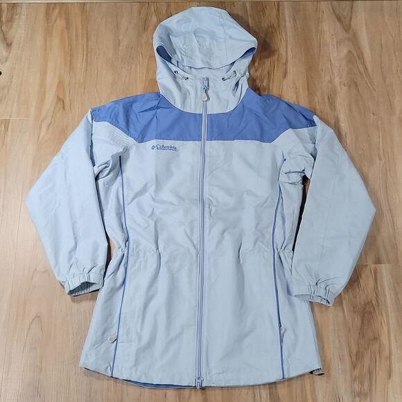 ☔️🔹️Columbia Blue Evolution Valley Two-Tone Zippered Jacket w/Hood Small - Picture 2 of 14